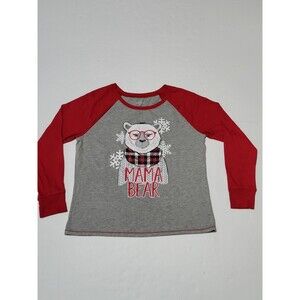 (#4) Mama Bear Long Sleeve Pullover Size Women's Large Gray/red